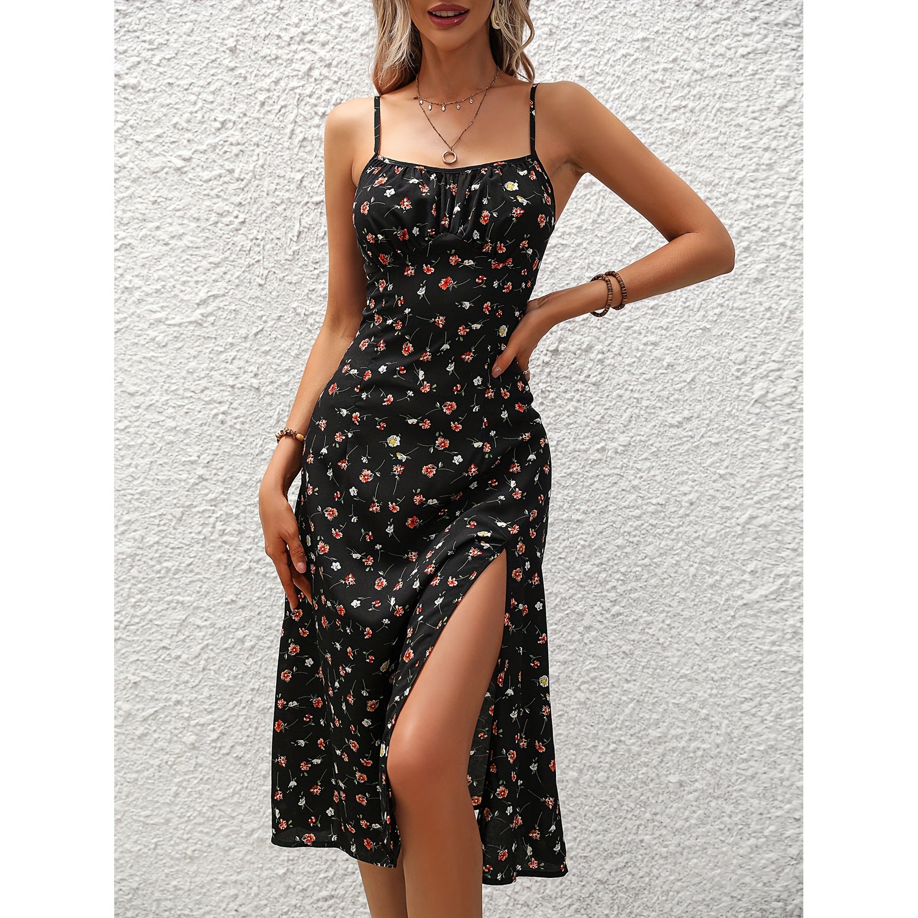 New Polka Dot Print Suspender Summer Dress